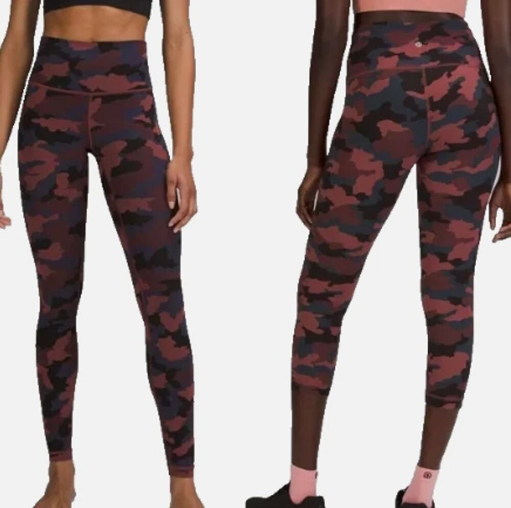lululemon Wunder Train High-Rise Tights in a Heritage Camo Smoky Red 6 Like New